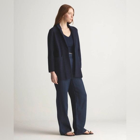 Banana Republic Banana Republic Navy Blue Cotton Blend Knit Cardigan Blazer Size XL / US 12-14 / IT 48-50 - 1 Thumbnail