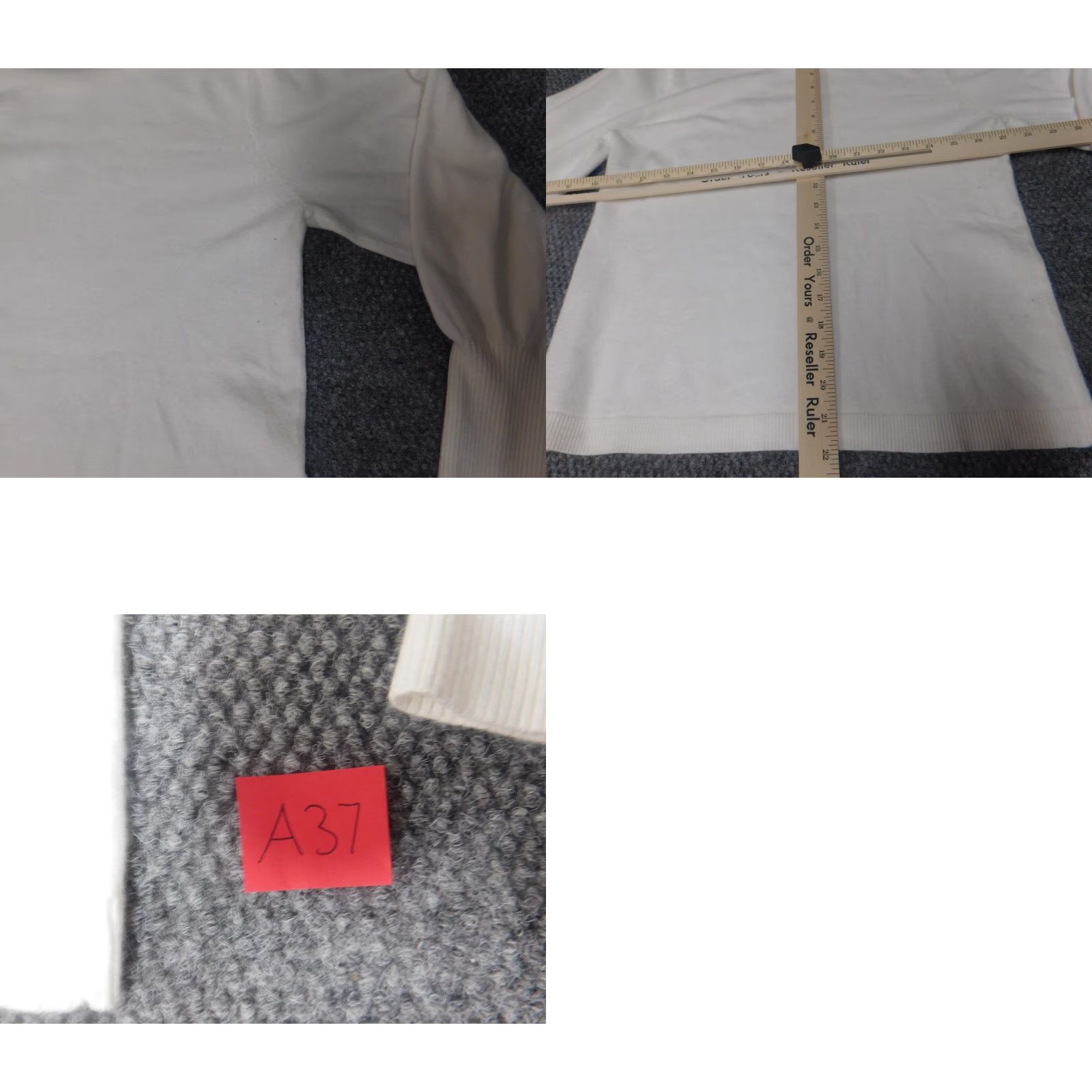 Vintage Magaschoni Womens Sweater M White Pullover Crewneck Puff Sleeve Bow Button Stretch Knit Regular Designer Size M / US 6-8 / IT 42-44 - 9 Thumbnail