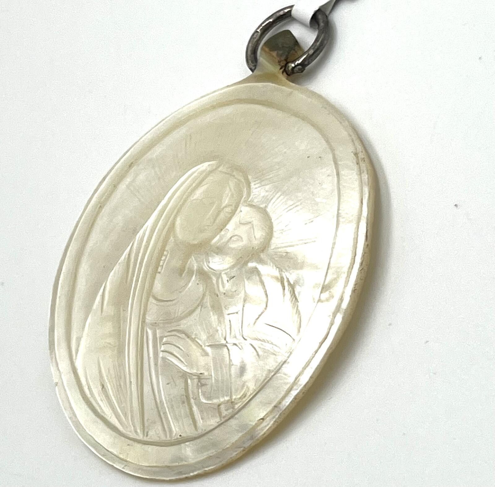 Other Antique Large Carved MOP/MOC Mary/Jesus Sterling Pendant Size ONE SIZE - 4 Thumbnail