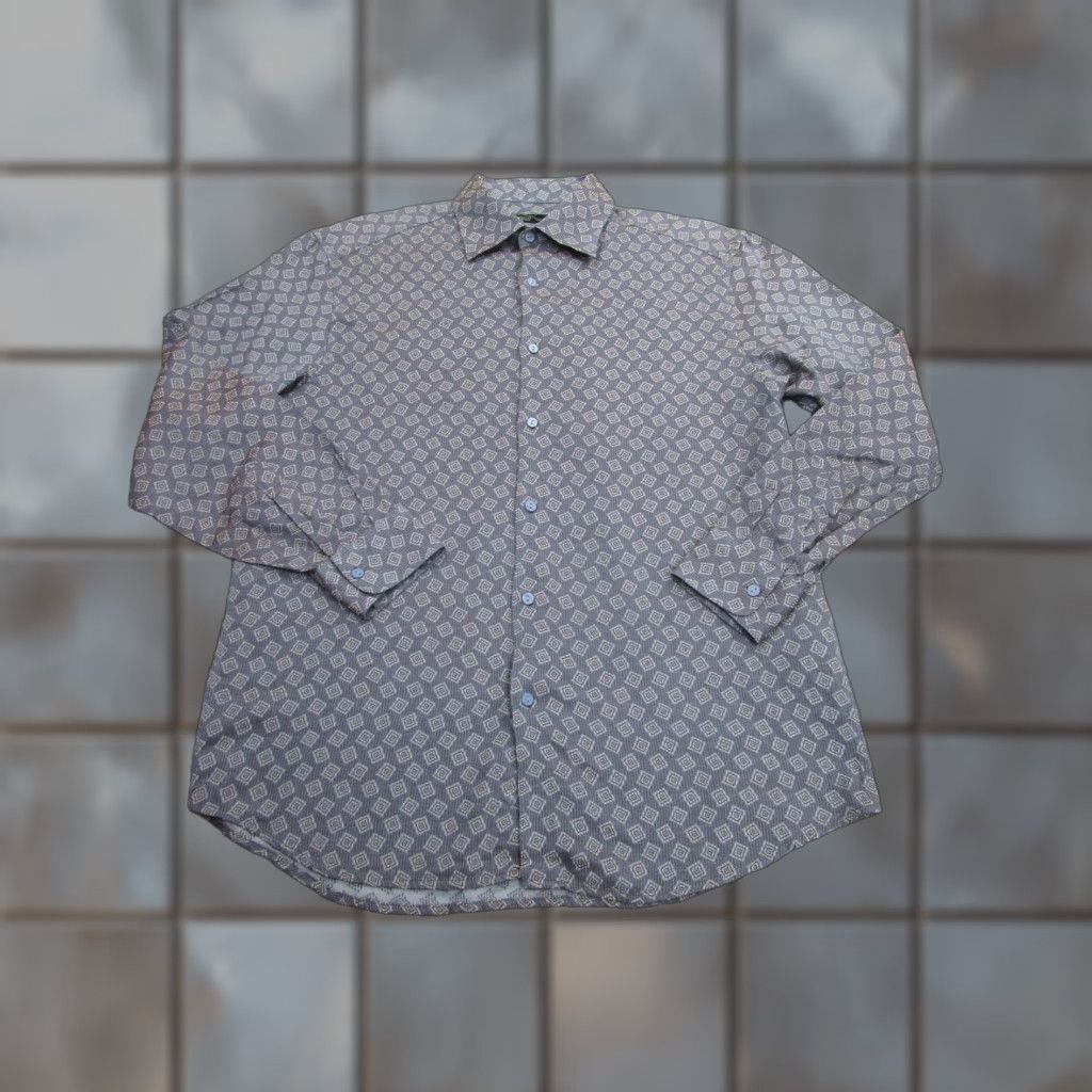 Vintage Jhane Barnes Frequency Shirt XL Mens Blue Geometric Button Front Long Sleeve Size US XL / EU 56 / 4 - 1 Thumbnail