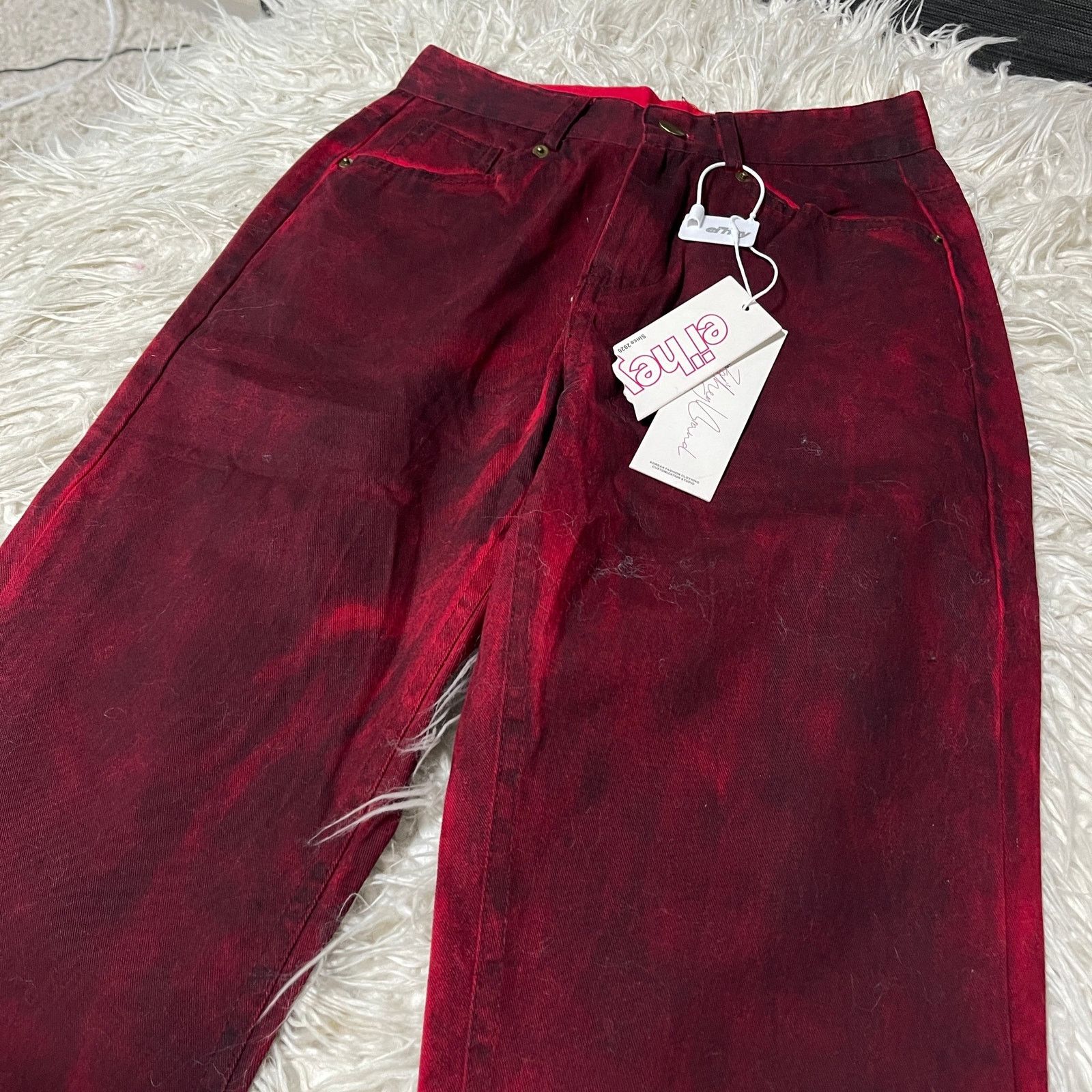 If Six Was Nine Vintage Faded Wash Baggy Red Boocut Denim Jeans Pant size 25 Size 25" / US 0 / IT 36 - 4 Thumbnail