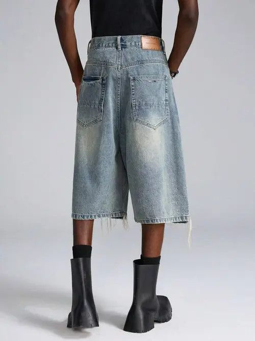 Jean Distressed Washed Y2k Shorts Jorts Denim Size US 32 / EU 48 - 2 Thumbnail