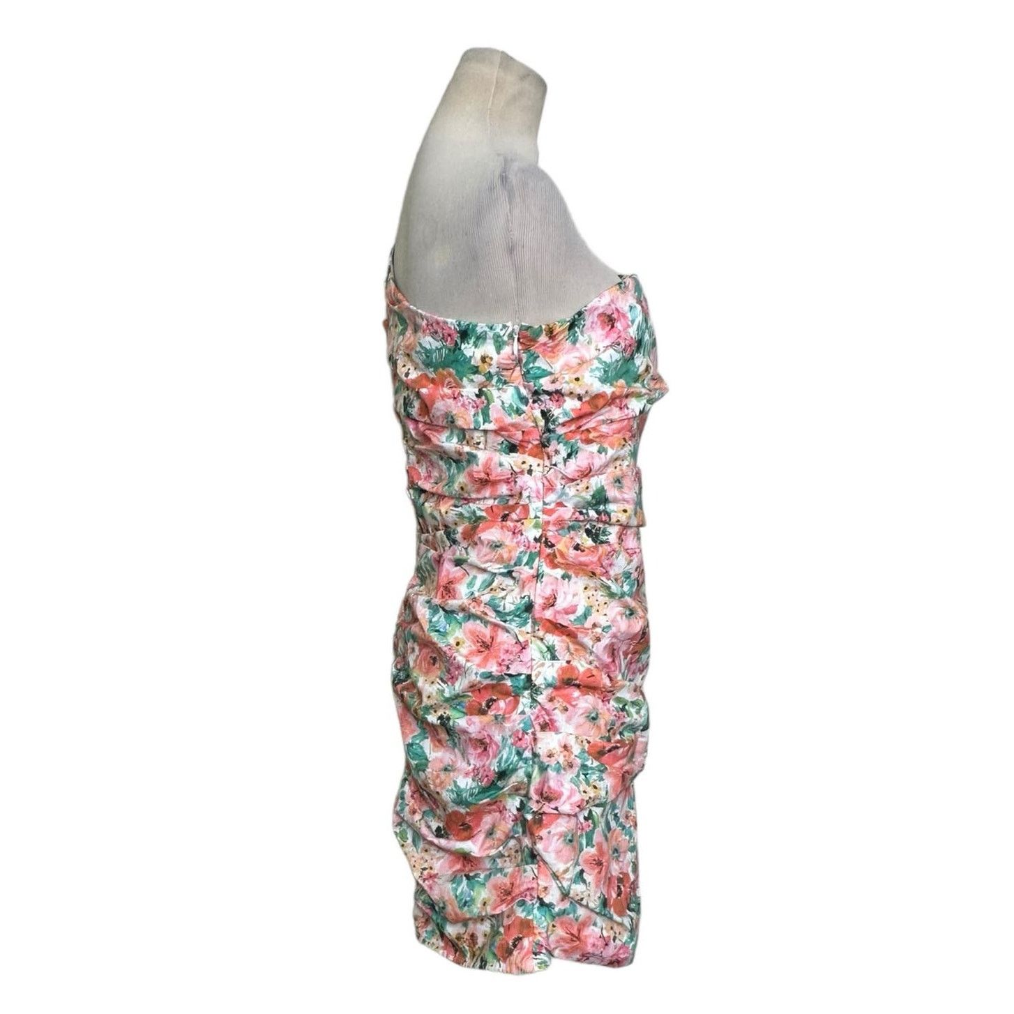 Zara Zara floral one shoulder ruched mini dress size Large Size L / US 10 / IT 46 - 3 Thumbnail