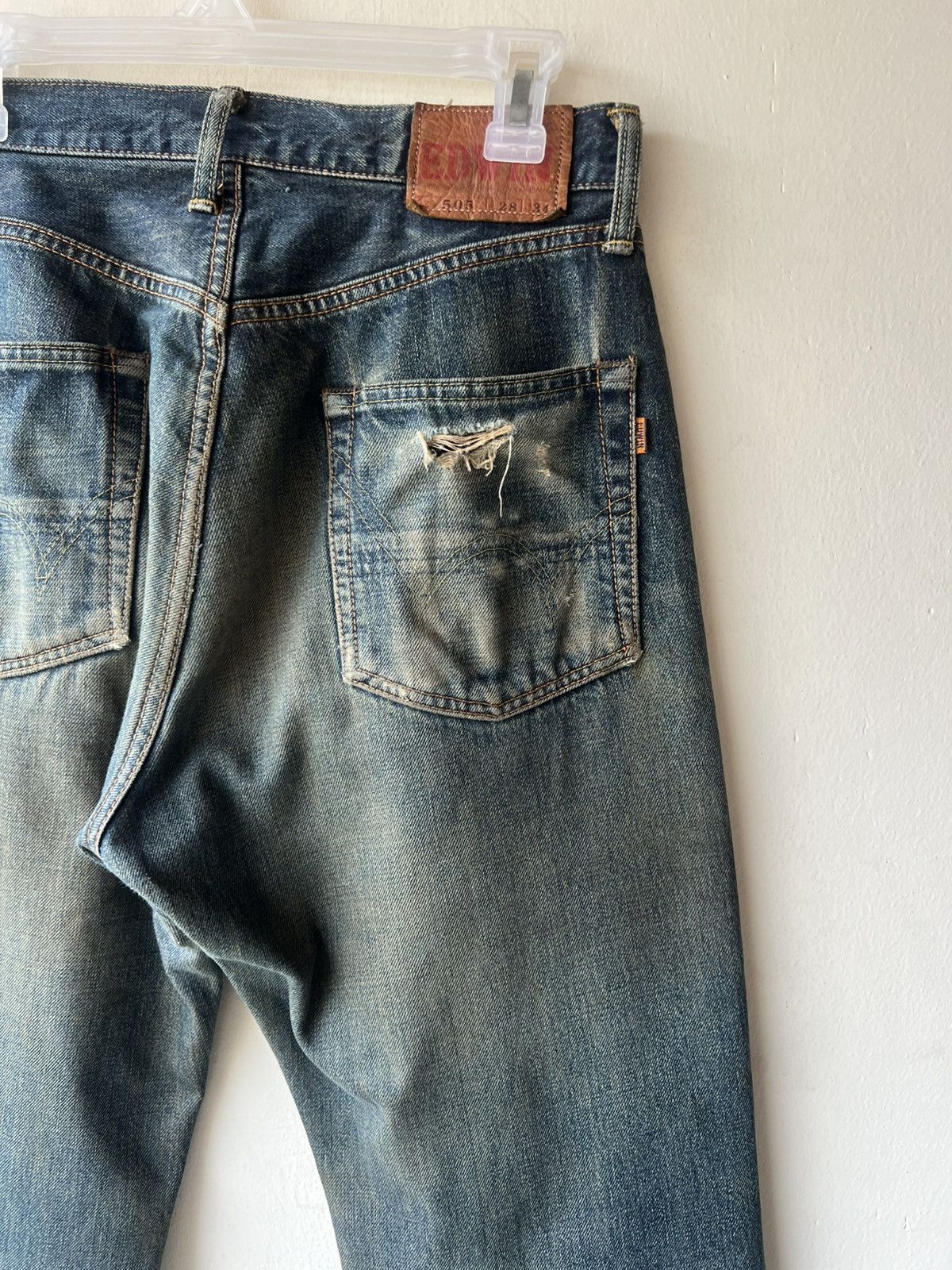 Edwin Vintage Y2K 2000s Edwin Aging Dirty Mud Denim Selvedge Jeans Size US 29 - 19 Thumbnail