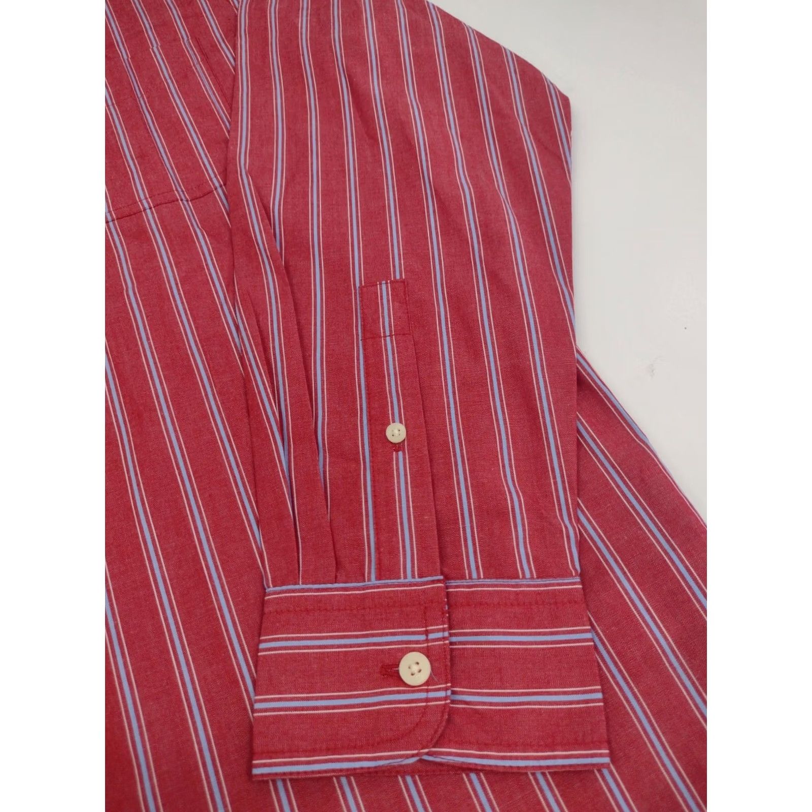 Chaps Chaps Shirt Men Long Sleeve Red/Blue Stripe Button-Down Size M Regular Collar Button-Up #1688 Clothing, Colorful, 60% Cotton/40% Polyester, Easy Care Size US M / EU 48-50 / 2 - 5 Thumbnail