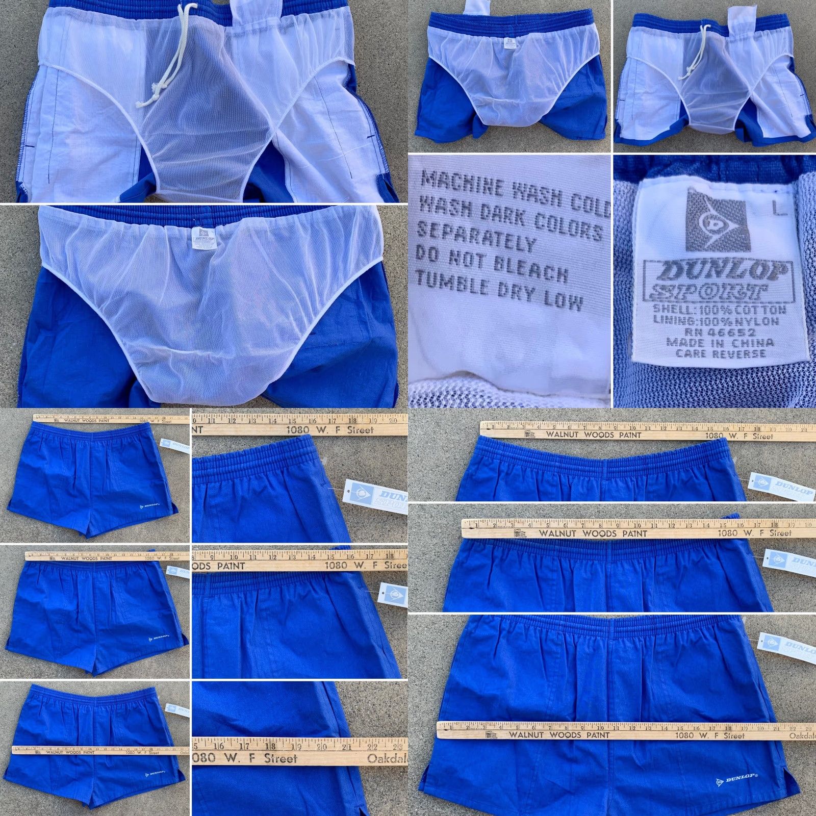 Dunlop VINTAGE Dunlop Sport Swim Shorts Trunks Short Shorts L Men Blue 100% Cotton Size US 33 - 8 Thumbnail