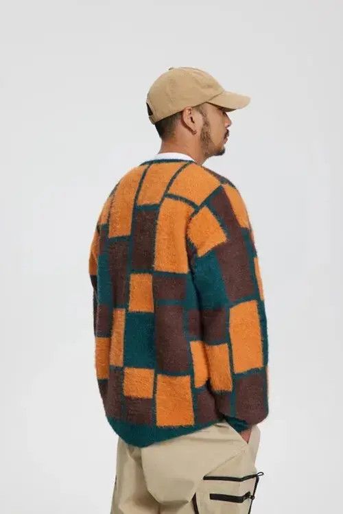 Aran Isles Knitwear Retro patchwork print faux fur fluffy cardigan knitwear Size US XL / EU 56 / 4 - 1 Thumbnail