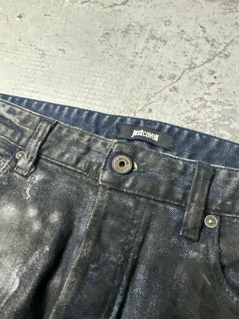 Just Cavalli SS2017 Cavalli Black Waxed Brut Denim Skinny Jeans Size US 31 - 10 Thumbnail