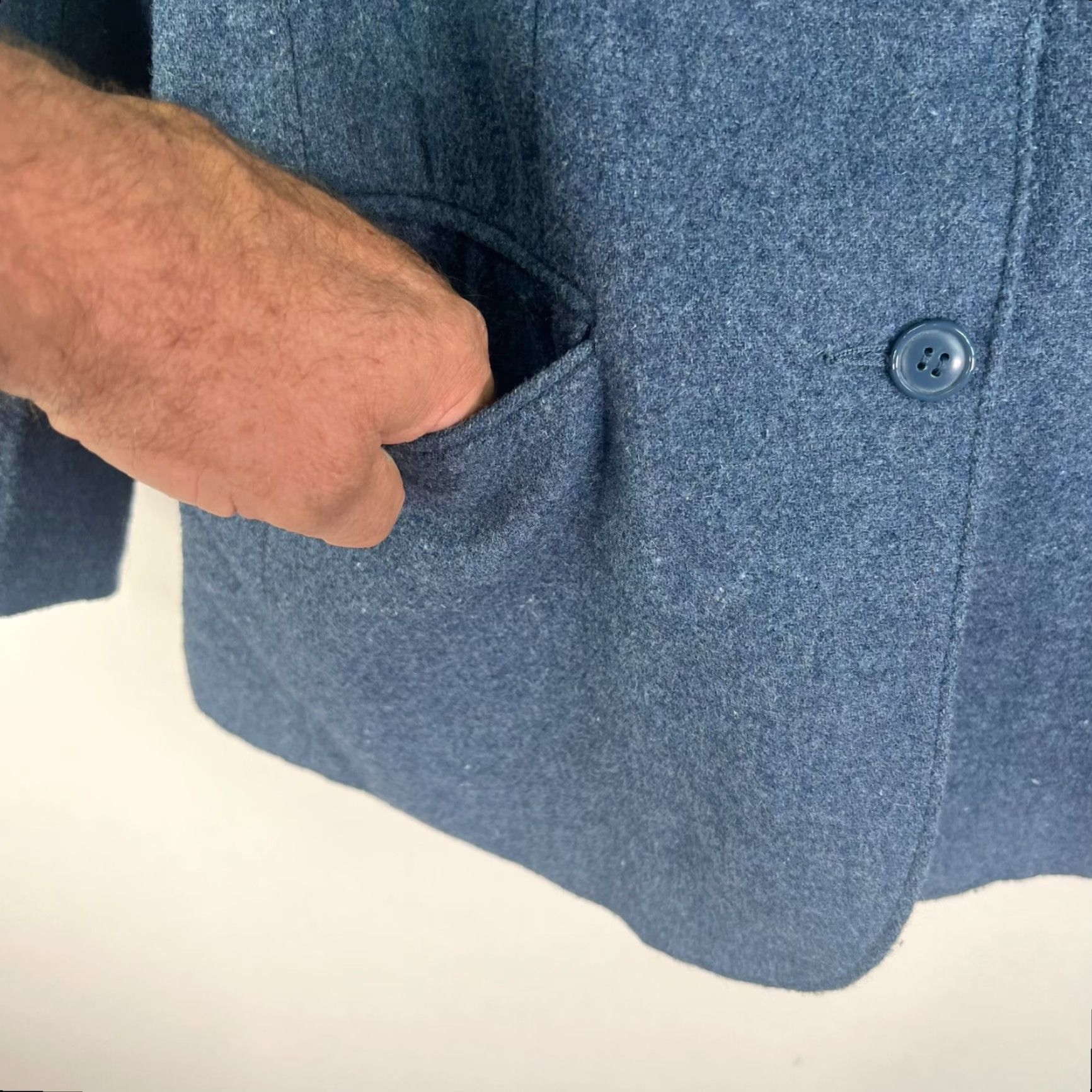 Vintage Michel Laurent Blazer Jacket Women Blue Wool Blend Size 9 Notch Lapel Single-Breasted Three-Button Dress Tailored Oversized Size M / US 6-8 / IT 42-44 - 5 Thumbnail