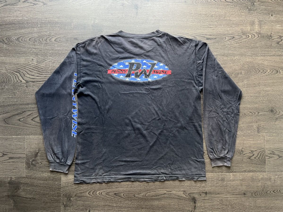 Band Tees PENNYWISE Vintage 90s Distressed Long Sleeve T-Shirt — XL Size US XL / EU 56 / 4 - 4 Thumbnail