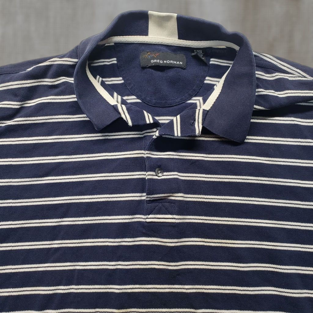 Vintage GREG NORMAN Striped Golf Polo Shirt Adult Men's XL Blue Size US XL / EU 56 / 4 - 1 Thumbnail