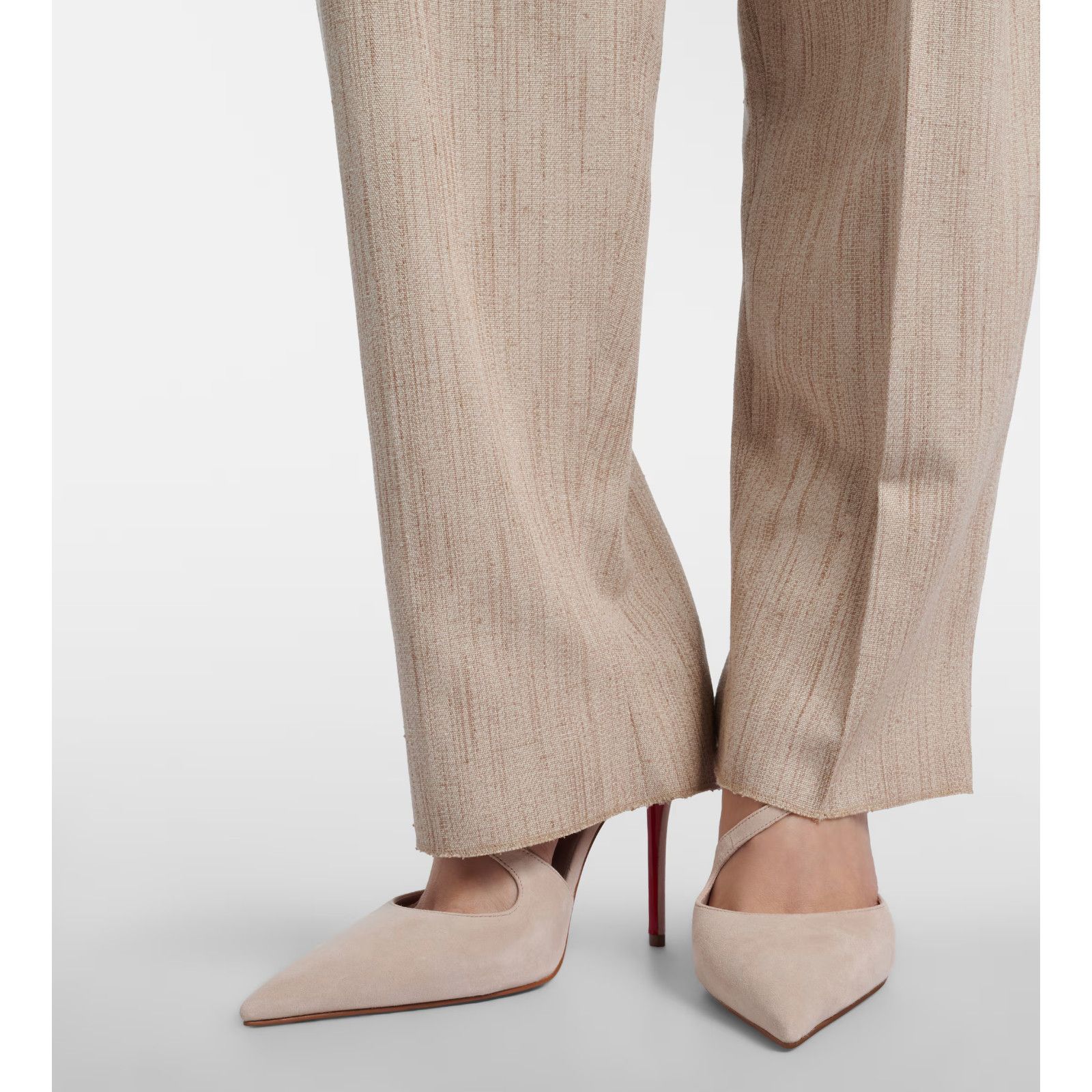 Christian Louboutin Christian Louboutin Pearl Beige Suede Cross Strap Pump 38 Size US 7 / IT 37 - 9 Thumbnail