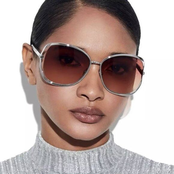 Tom Ford New Tom Ford Marta FT1091 16T Sunglasses - Shiny Palladium Size ONE SIZE - 3 Thumbnail