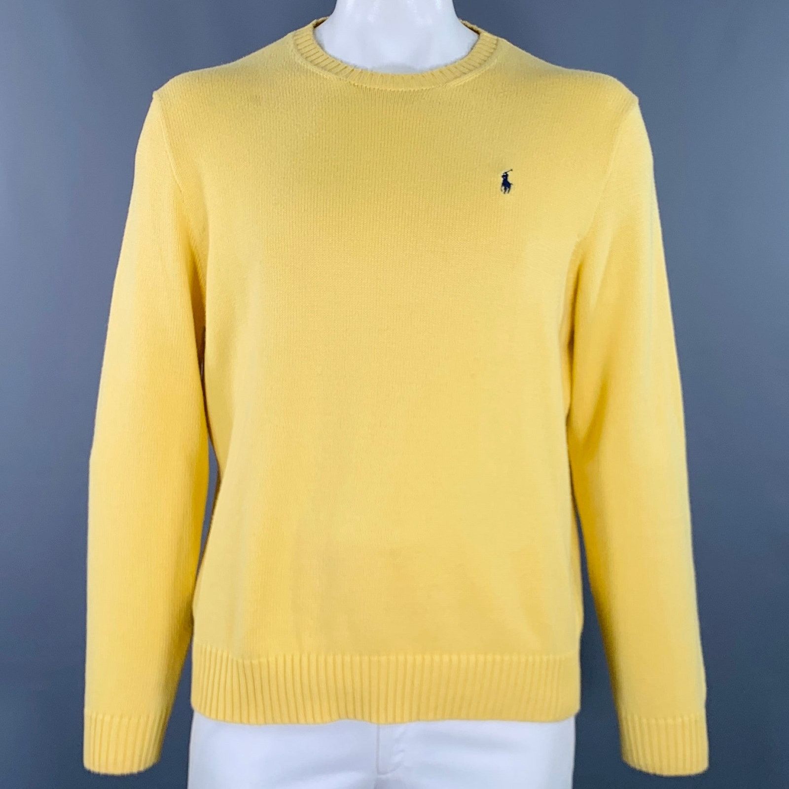 Polo Ralph Lauren Size XL Yellow Knit Cotton Crew Neck Pullover Size US XL / EU 56 / 4 - 1 Thumbnail
