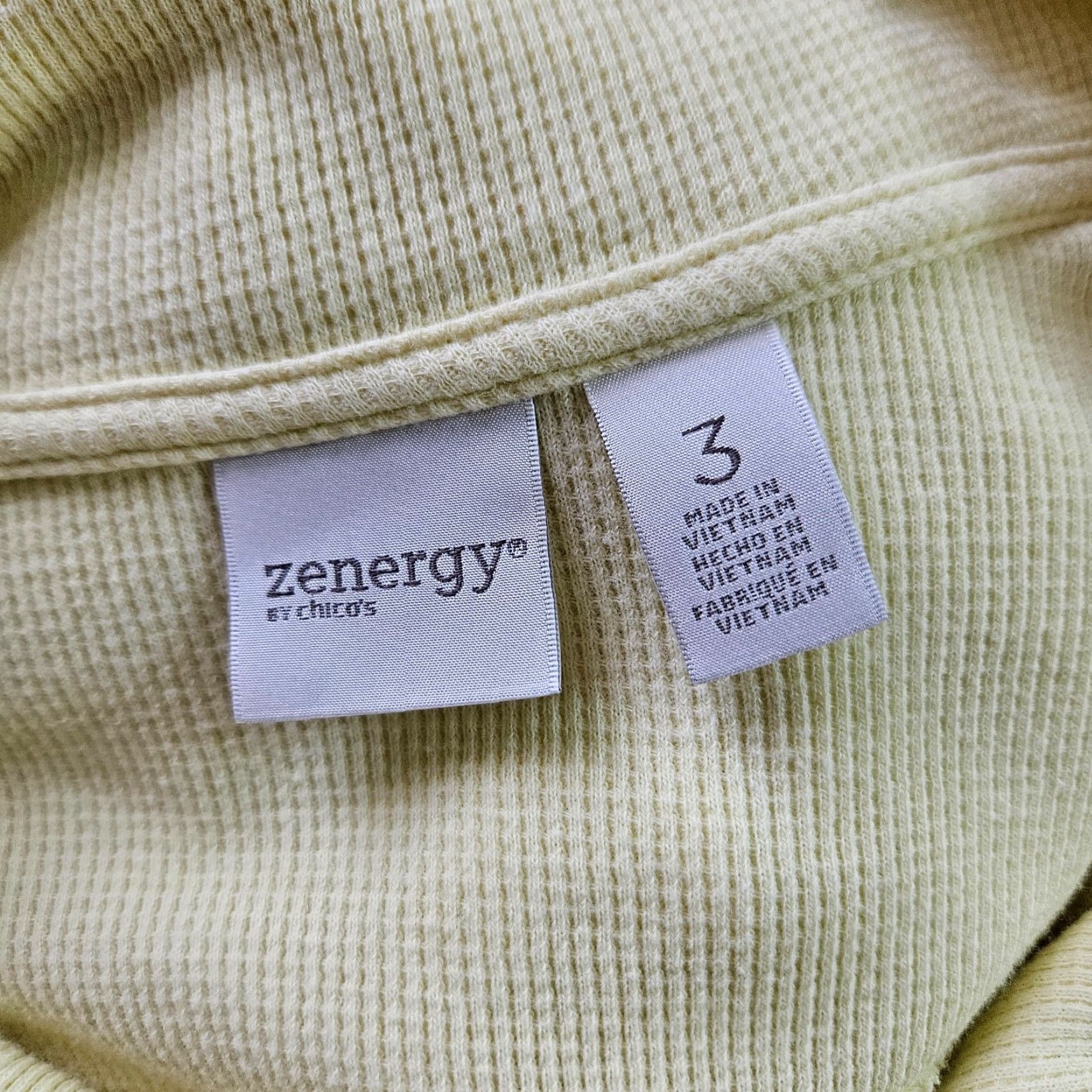 Vintage Zenergy by Chicos Womens Knit Jacket XL Yellow Full Zip Cotton Blend Pockets Size XL / US 12-14 / IT 48-50 - 5 Thumbnail