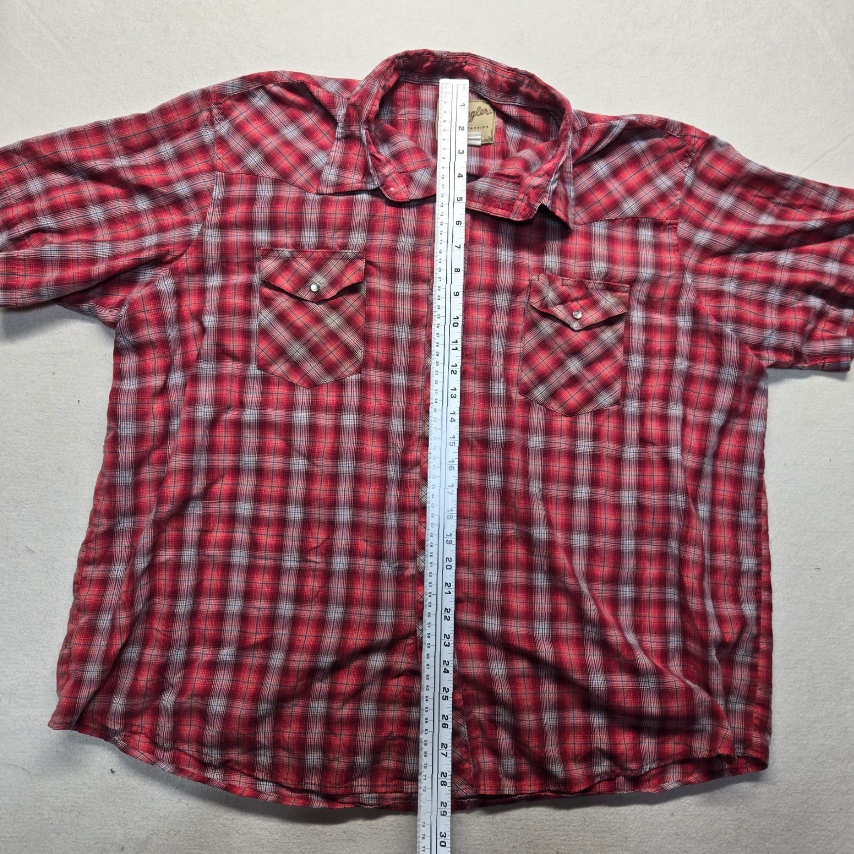 Wrangler VINTAGE Wrangler Men’s Casual Short Sleeve Plaid Button-Down Shirt 3XL Red Cotton Spring Summer Fall Size US XXL / EU 58 / 5 - 6 Thumbnail