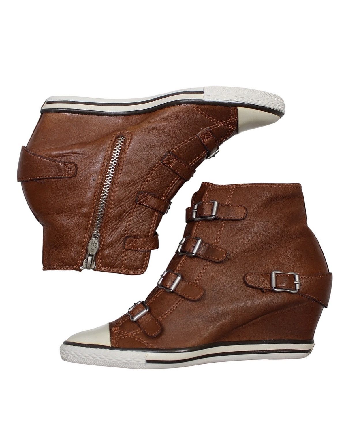 Isabel Marant 2000S ASH LIMITED BUCKLED LEATHER WEDGE SNEAKERS Size US 6 / EU 39 - 3 Thumbnail