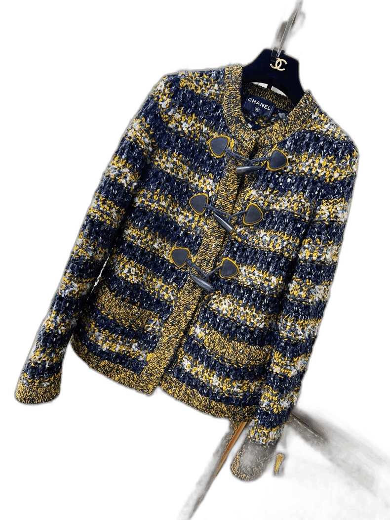 Chanel Chanel Striped Toggle Knit Long Sleeve Jacket Size M / US 6-8 / IT 42-44 - 1 Thumbnail