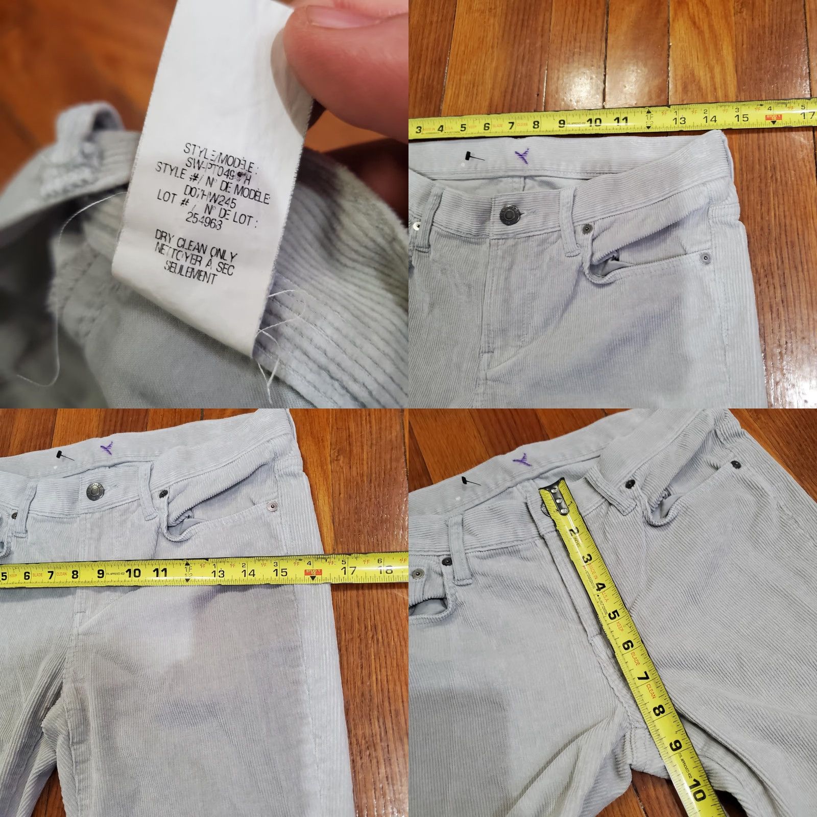 Helmut Lang Helmut Lang Pants Womens 27 Gray Corduroy Skinny Jeggings Stretch Made USA Size 27" / US 4 / IT 40 - 9 Thumbnail