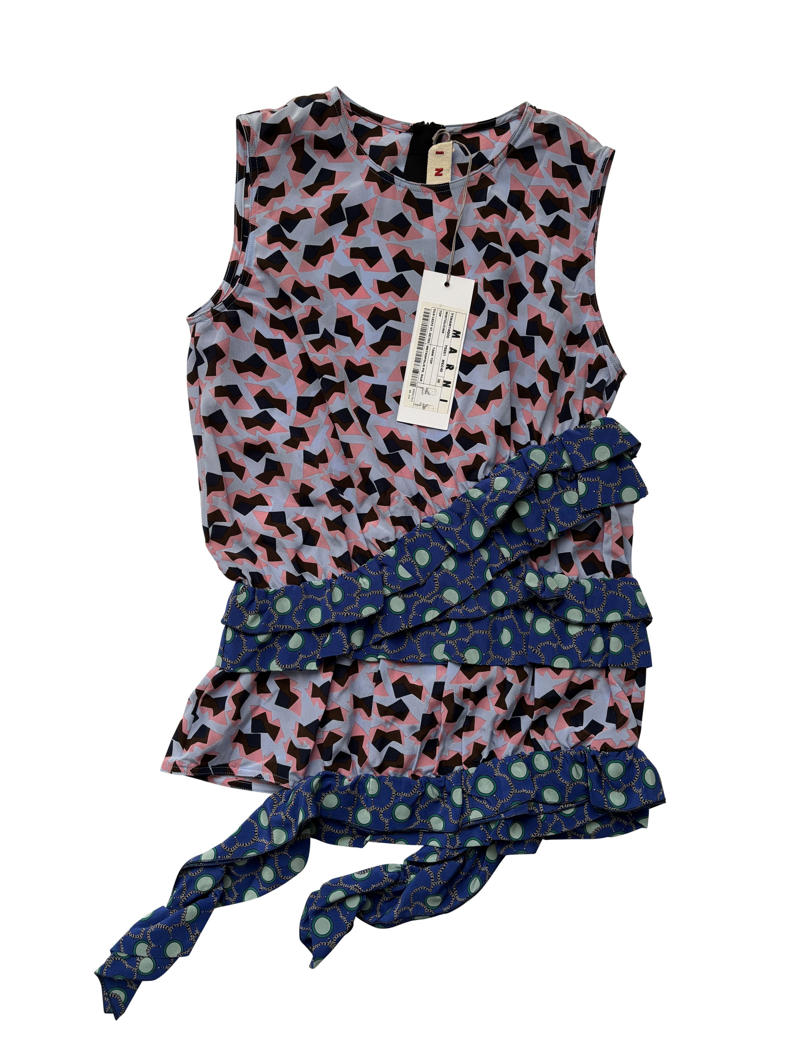 Marni ⚡️QUICK SALE⚡️Marni Multi-Colored Patterned Silk Tank Top Size S / US 4 / IT 40 - 1 Thumbnail