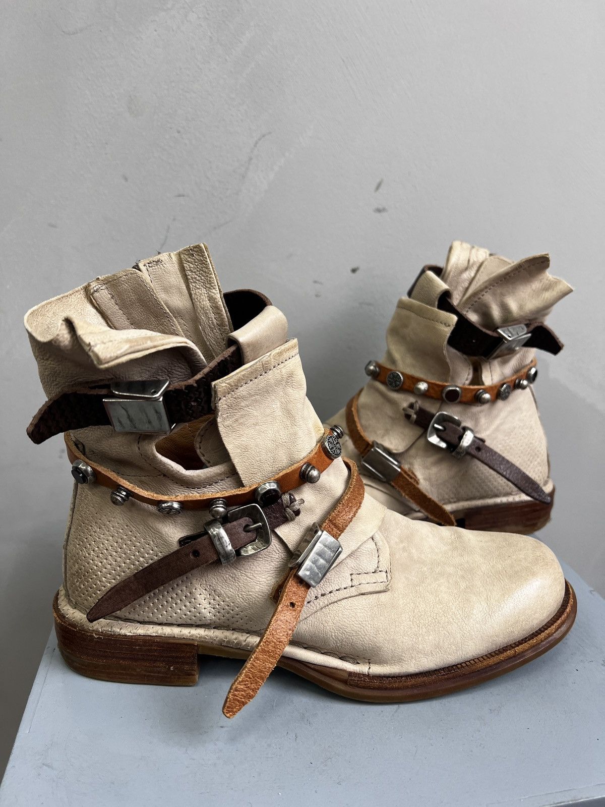 A.S.98 × Guidi Rare avant garde belted margiela style A.S. 98 leather boots Size US 6 / IT 36 - 1 Thumbnail