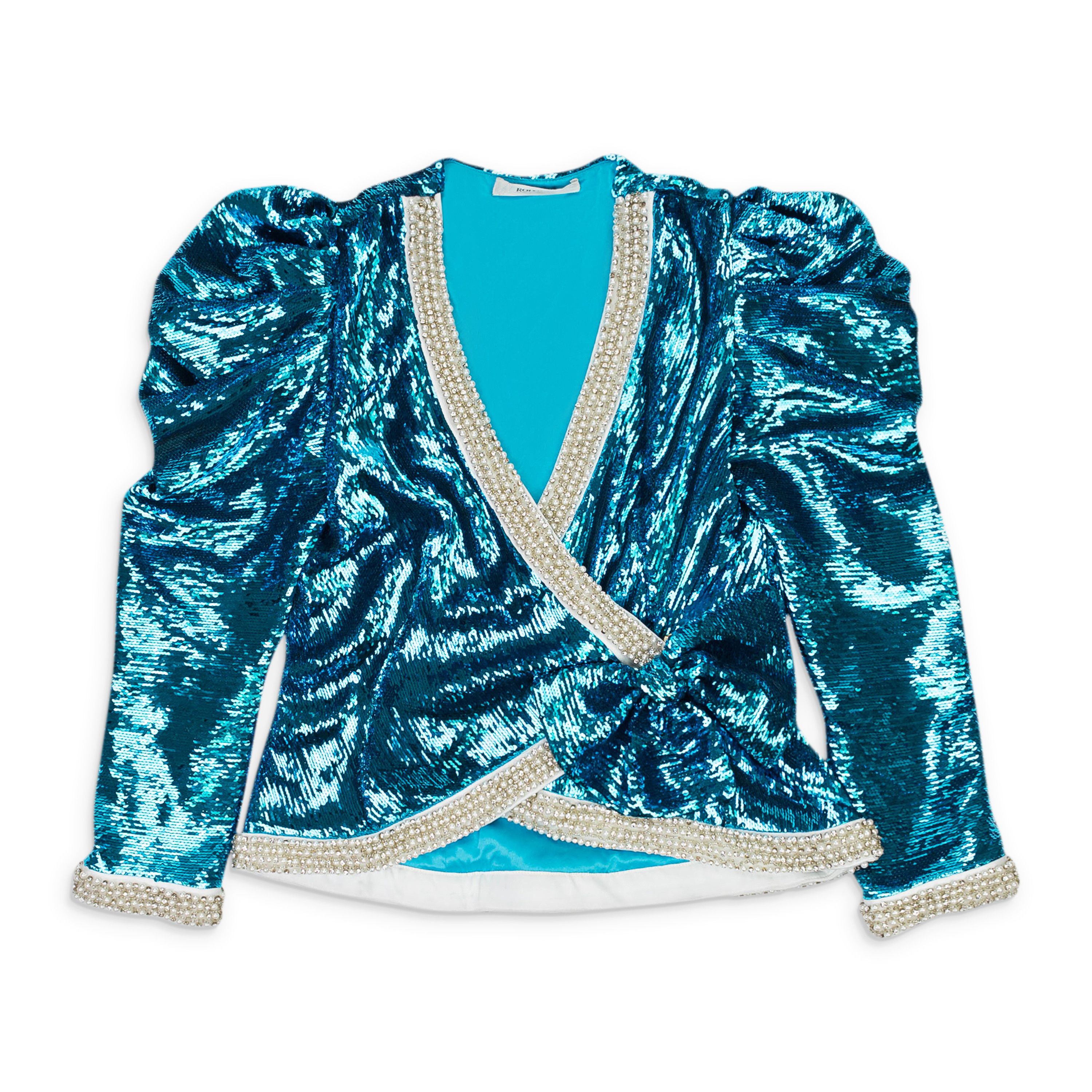 Rodarte SEQUINED TEAL WRAP JACKET SIZE S Size S / US 4 / IT 40 - 1 Thumbnail