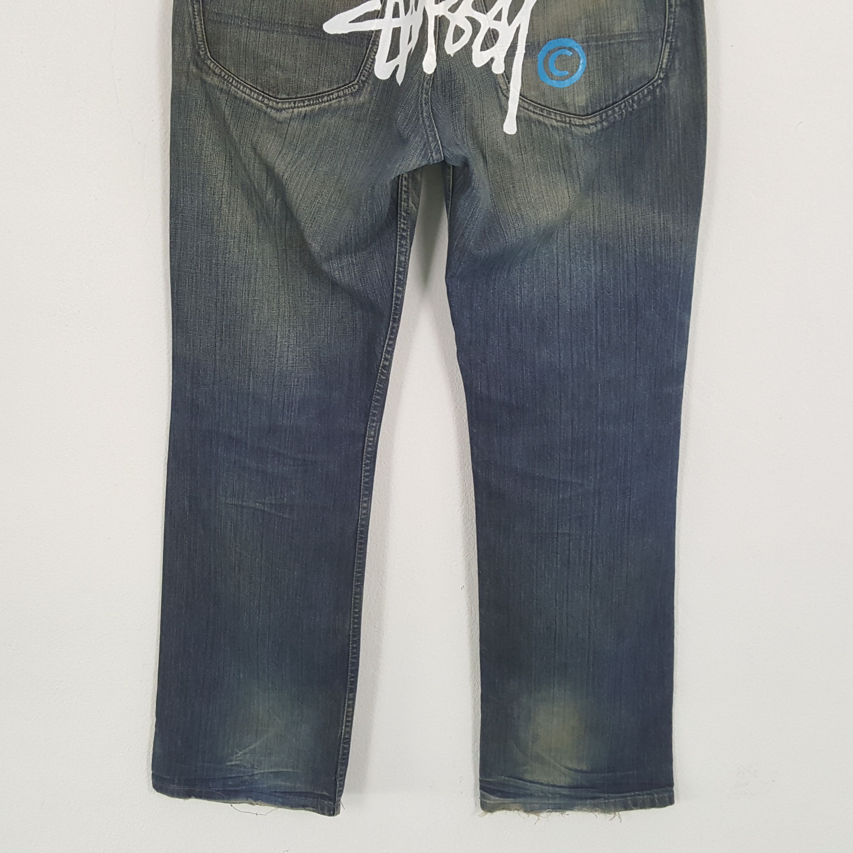Stussy × Vintage STUSSY Streetwear Skateboard Style Custom Art Jeans Size US 33 - 3 Thumbnail