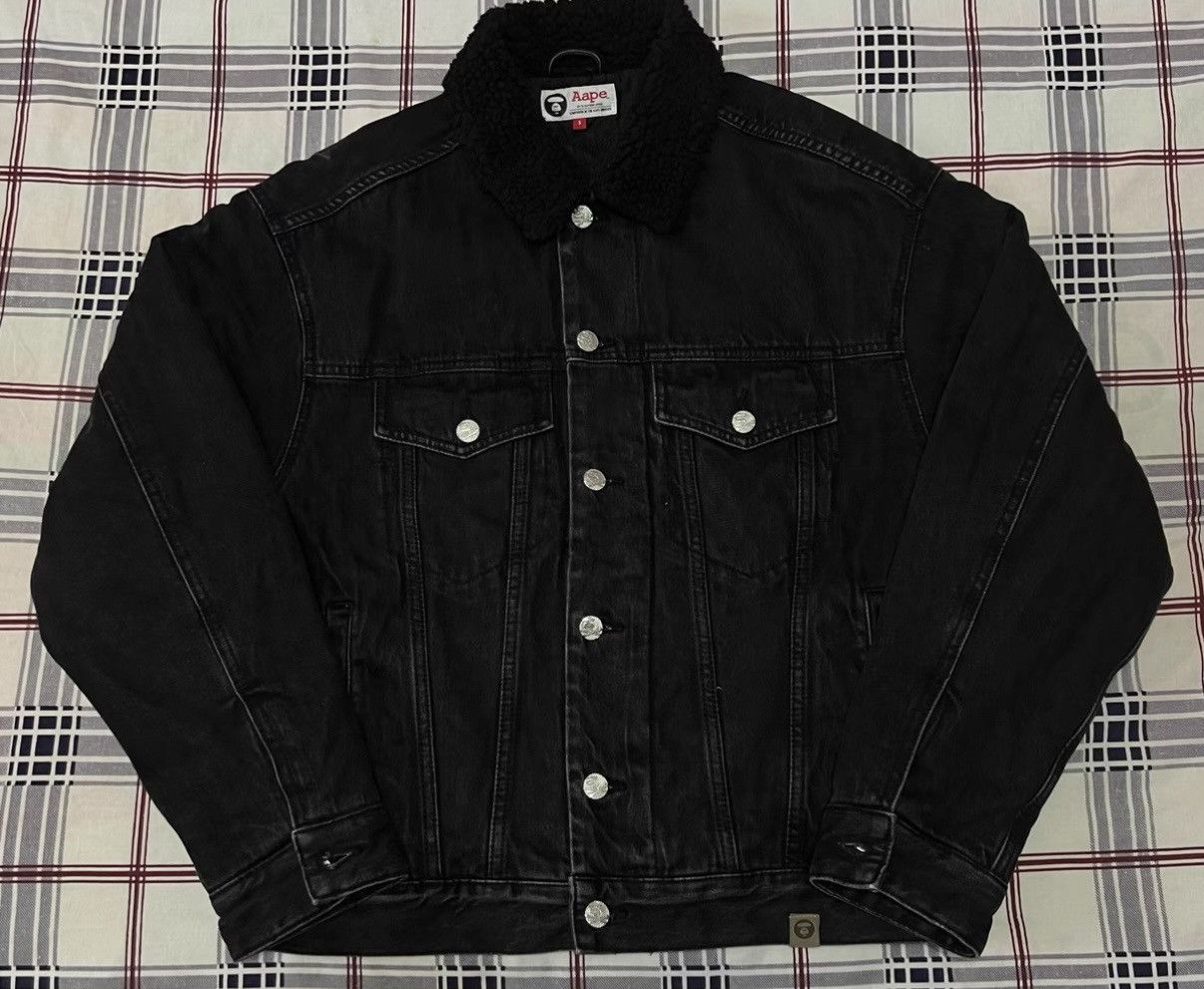 Bape AAPE OG Nigo era shearling jacket, latest black denim jacket Size US M / EU 48-50 / 2 - 1 Thumbnail