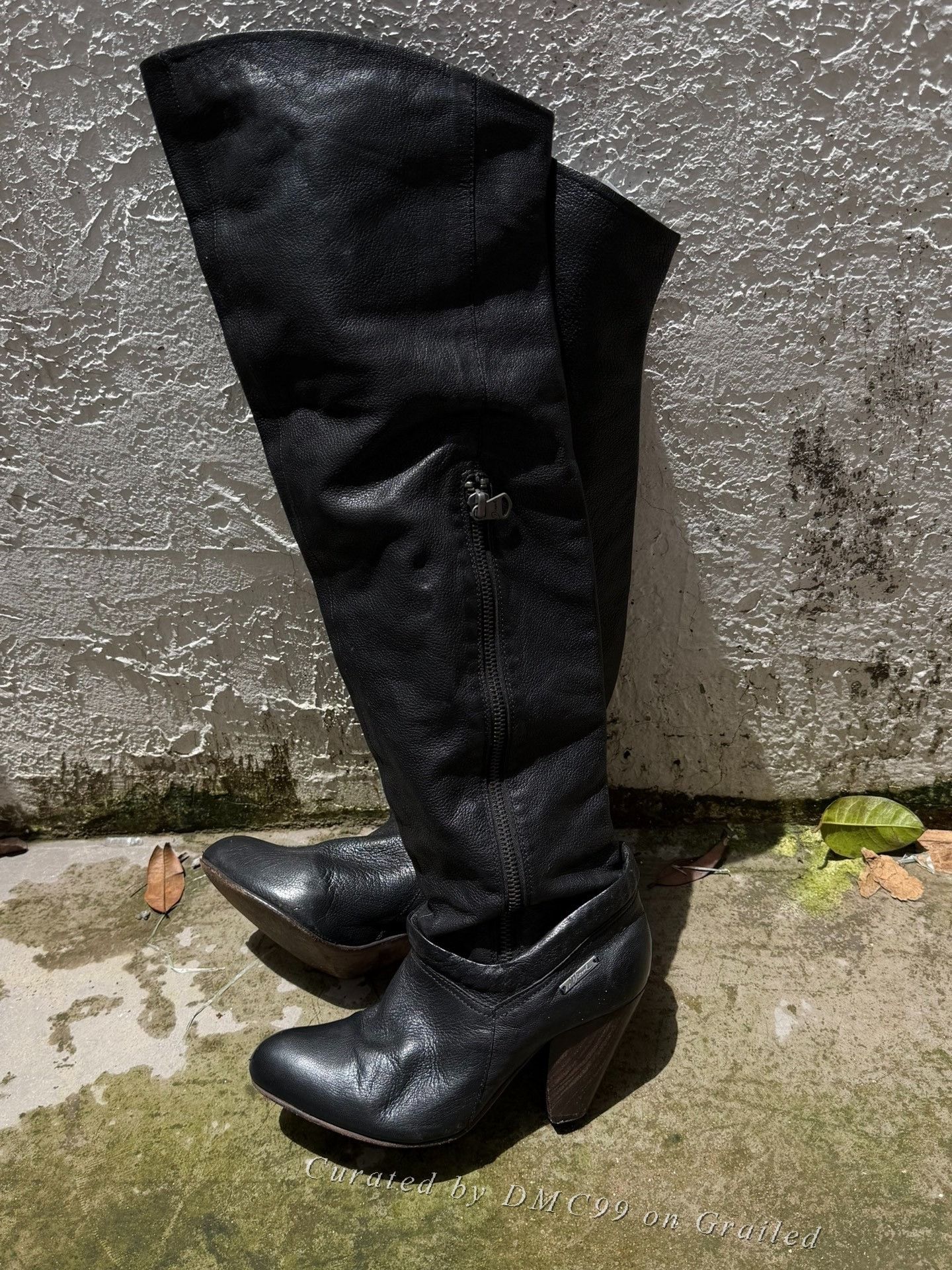 Diesel Diesel Black Leather Over-the-Knee Boots Size US 4 / IT 34 - 1 Thumbnail