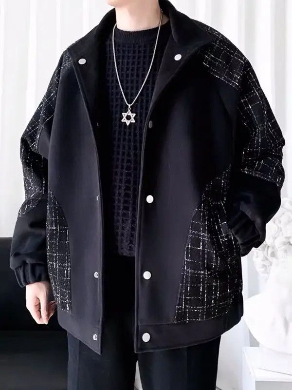 VIBE Korean fashion patchwork oversized jacket coat Size US L / EU 52-54 / 3 - 6 Thumbnail