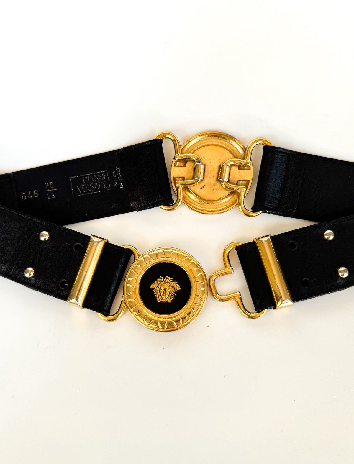 Versace Gianni Versace black leather belt Medusa head 4 buckles Size ONE SIZE - 12 Thumbnail