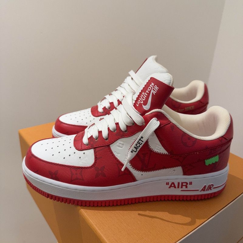 Louis Vuitton Louis Vuitton Nike Air Force 1 Red Sneakers 0079 Size US 8.5 / EU 41-42 - 1 Thumbnail