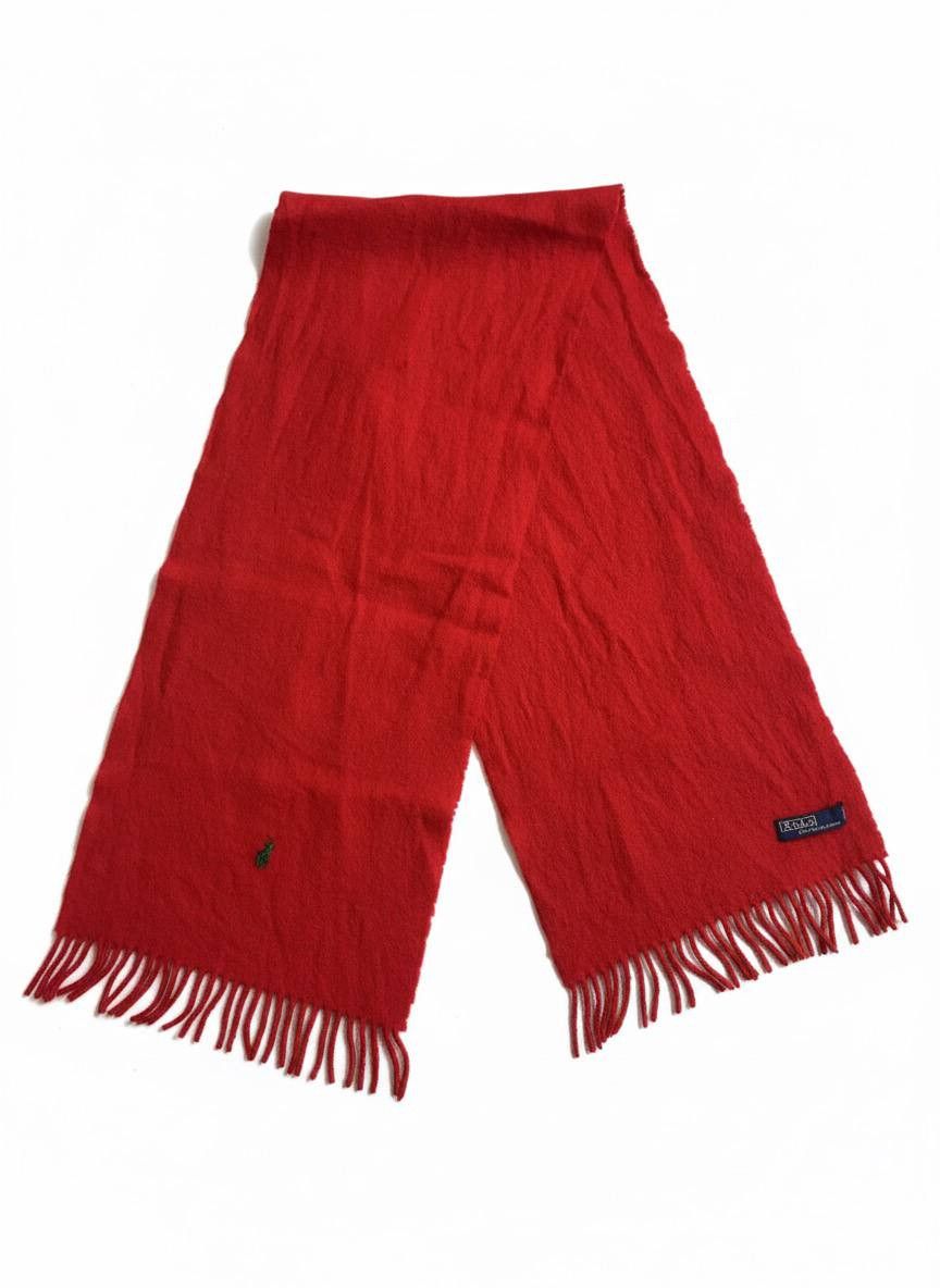 Polo Ralph Lauren POLO RALPH LAUREN Red 100% Wool Scarf Classic Logo Size ONE SIZE - 1 Thumbnail