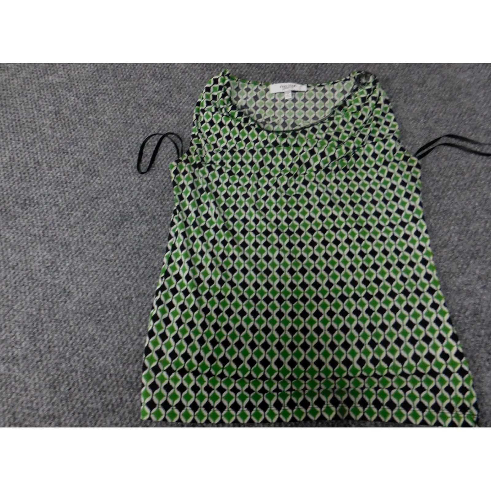 Vintage Jones Studio Blouse Women's S Black Collared Sleeveless Pullover Button Polyester Basic Casual Regular Down Fabric Vintage No Size S / US 4 / IT 40 - 2 Thumbnail