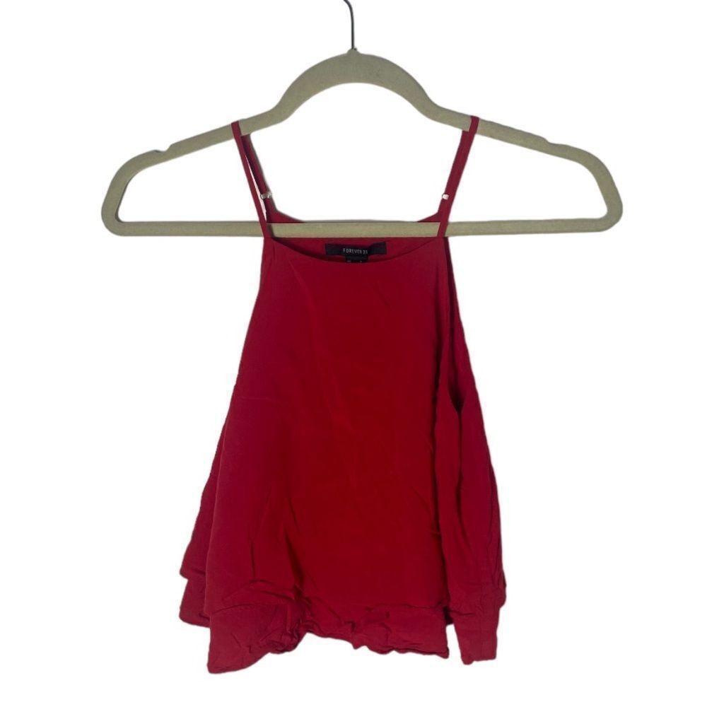 Forever 21 Forever 21 Red Ruffled Crop Top - Size S Size S / US 4 / IT 40 - 2 Thumbnail