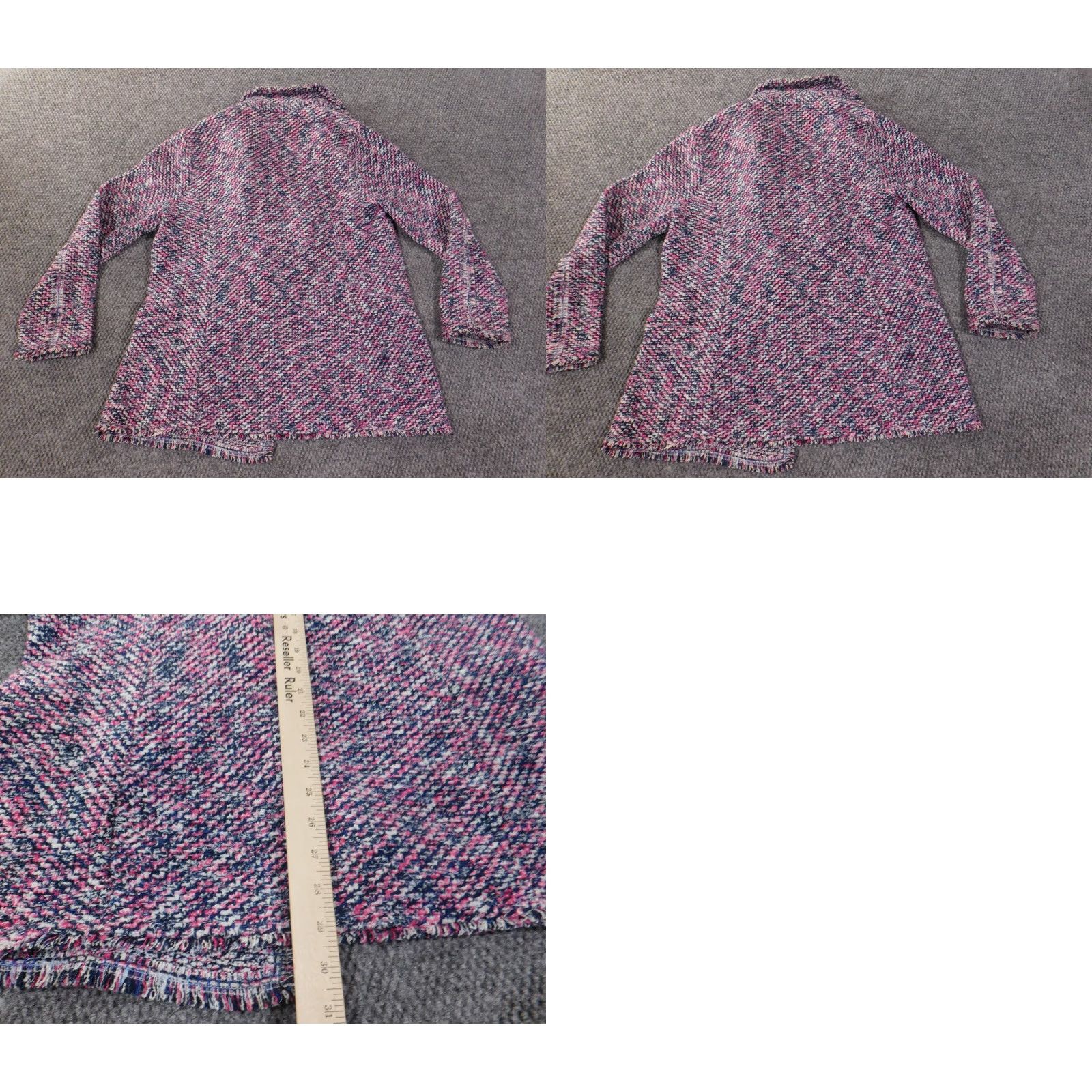 Vintage Chico's Purple Open Knit Blazer Jacket Women Regular Size 2 Geometric Pattern Long Sleeve Cotton Casual Size XS / US 0-2 / IT 36-38 - 8 Thumbnail