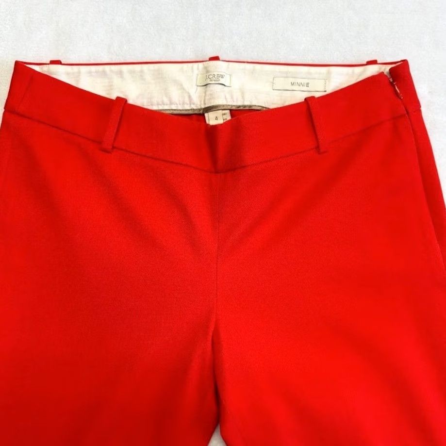 J.Crew J.CREW Minnie Ankle Pants Dress Pants Cropped Mid Rise Red Trouser Slim Fit Stretch Cotton Spandex Women's Size 4 Size 27" / US 4 / IT 40 - 4 Thumbnail