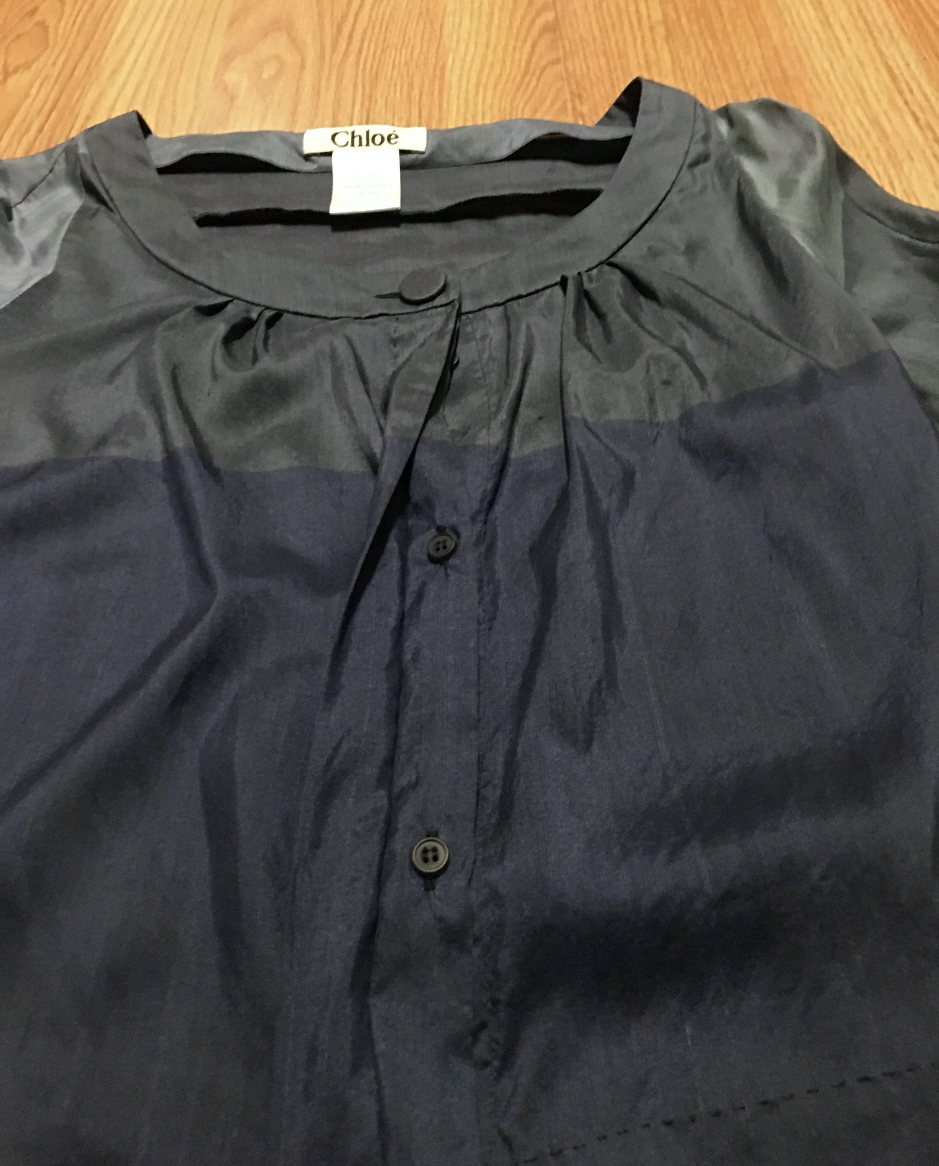 Chloe × Vintage CHLOE Silk Wool Vintage Blue Blouse Shirt Size FR 36 Size S / US 4 / IT 40 - 9 Thumbnail