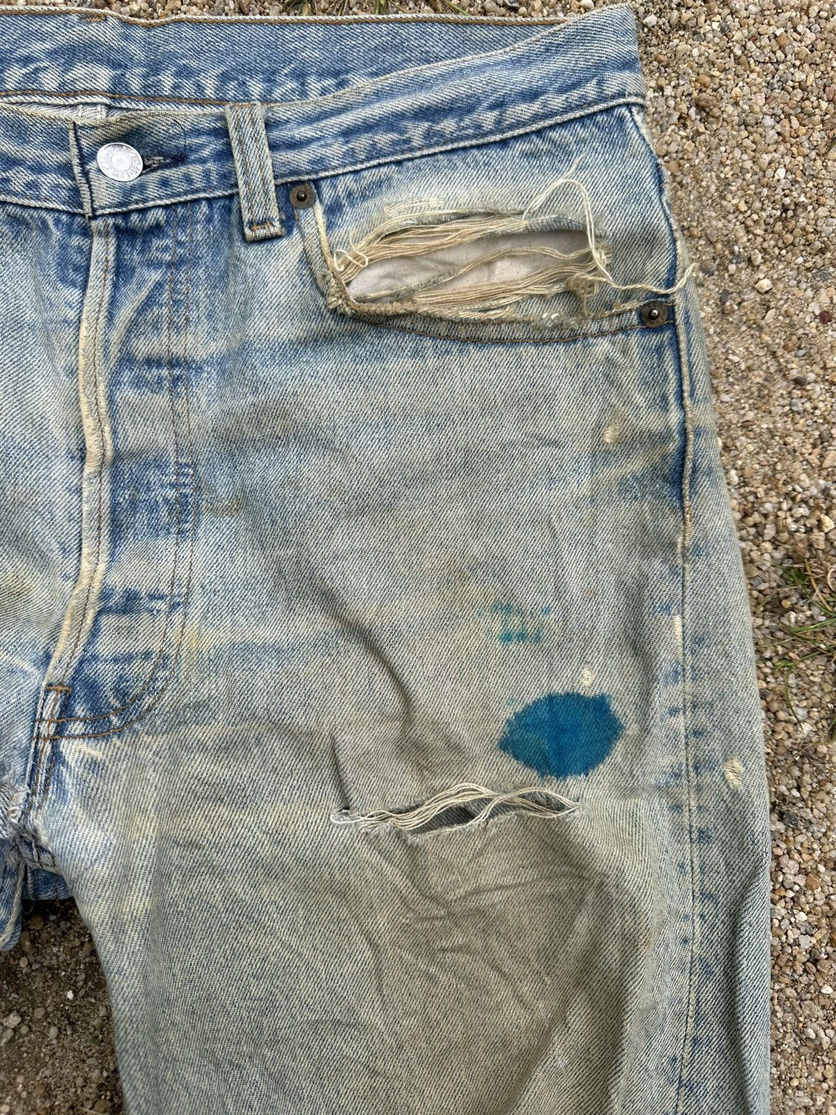 Levi's × Vintage Vtg Levis 501xx distress denim Size US 33 - 8 Thumbnail