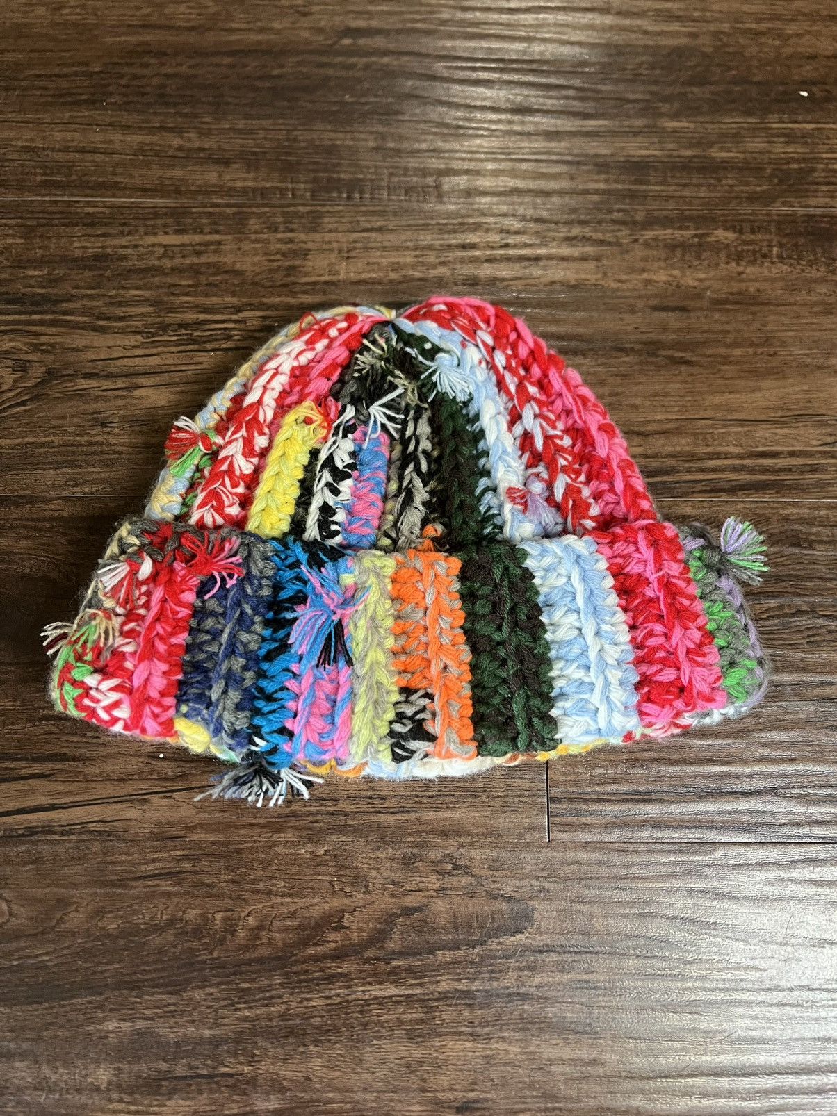 Multi-Colored Hand-Knitted Scrap Beanie