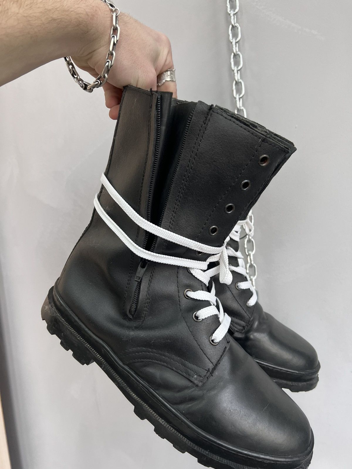 Other Black 90s Yeezy style Military Combat Zip Ankle Boots Size US 10 / EU 43 - 2 Thumbnail