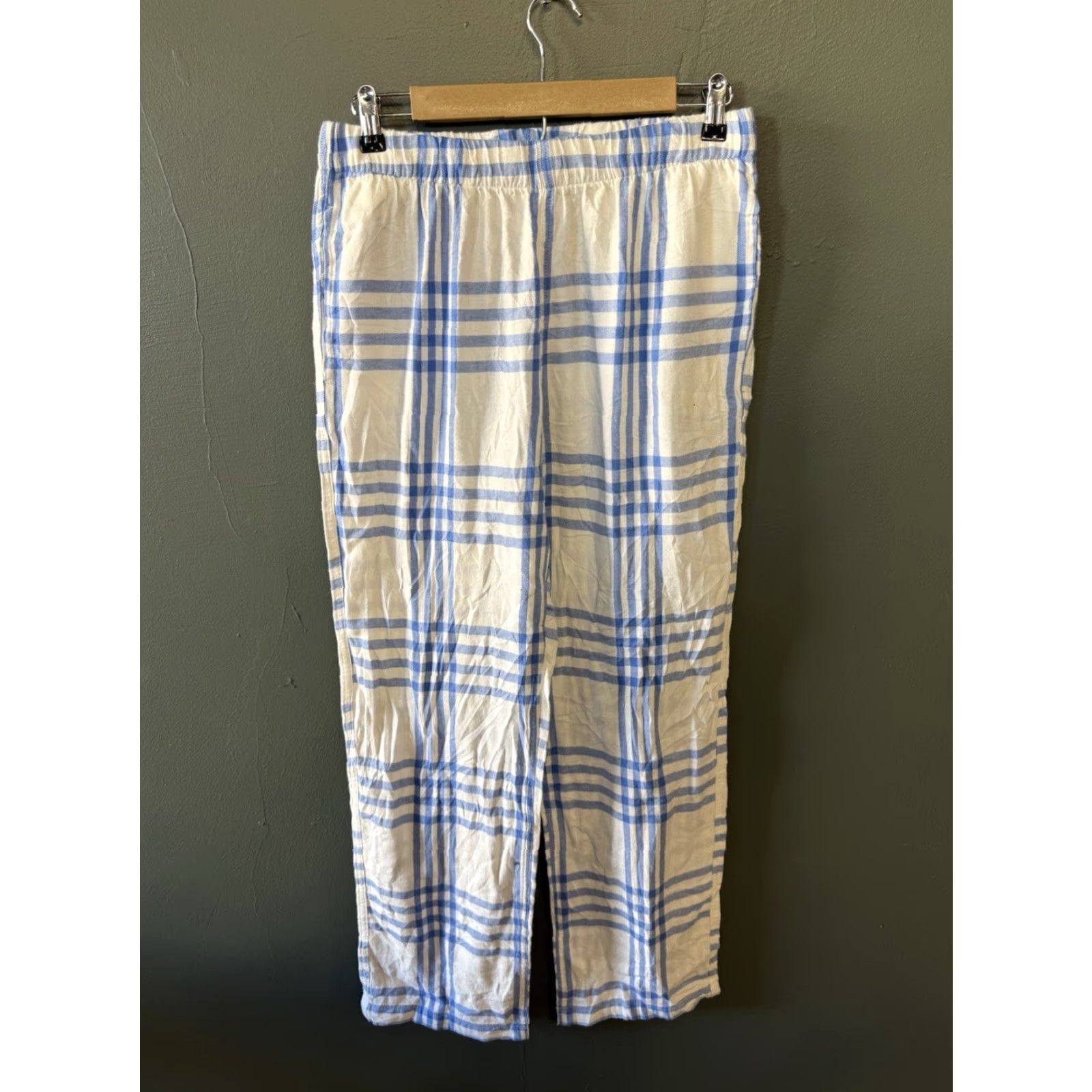Lands' End Lands' End Womens Lounge Pants Yellow Plaid Drawstring Size S Size 28" / US 6 / IT 42 - 2 Thumbnail