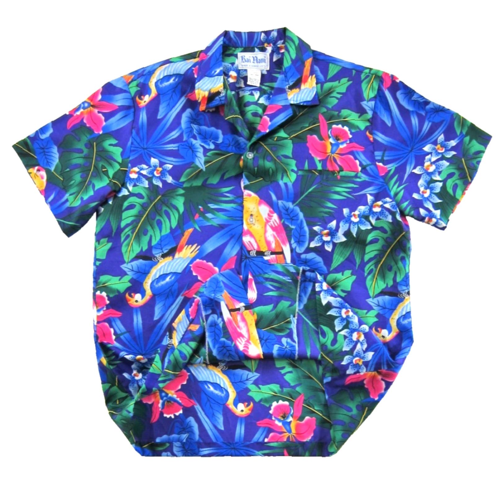 Vintage VINTAGE Kai Nani Blue Pink Green Bird Tropical Short Sleeve Hawaiian Shirt Men L Size US L / EU 52-54 / 3 - 4 Thumbnail