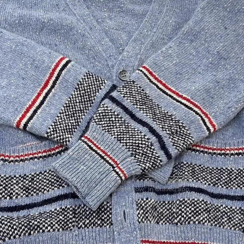 Thom Browne Thom Browne Blue-Grey Classic Logo Wool Cardigan Size US S / EU 44-46 / 1 - 6 Thumbnail