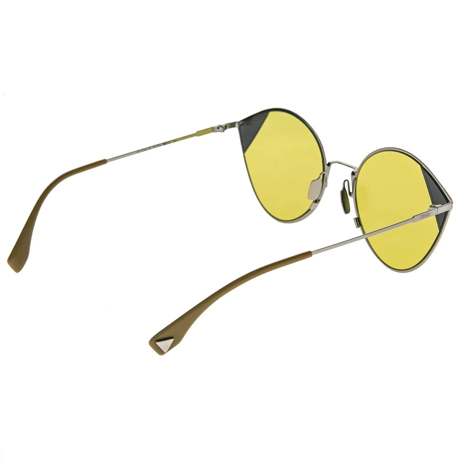 Fendi FENDI 0341 Silver Yellow Geometric Oval Metal Flat FF0341S Size ONE SIZE - 8 Thumbnail
