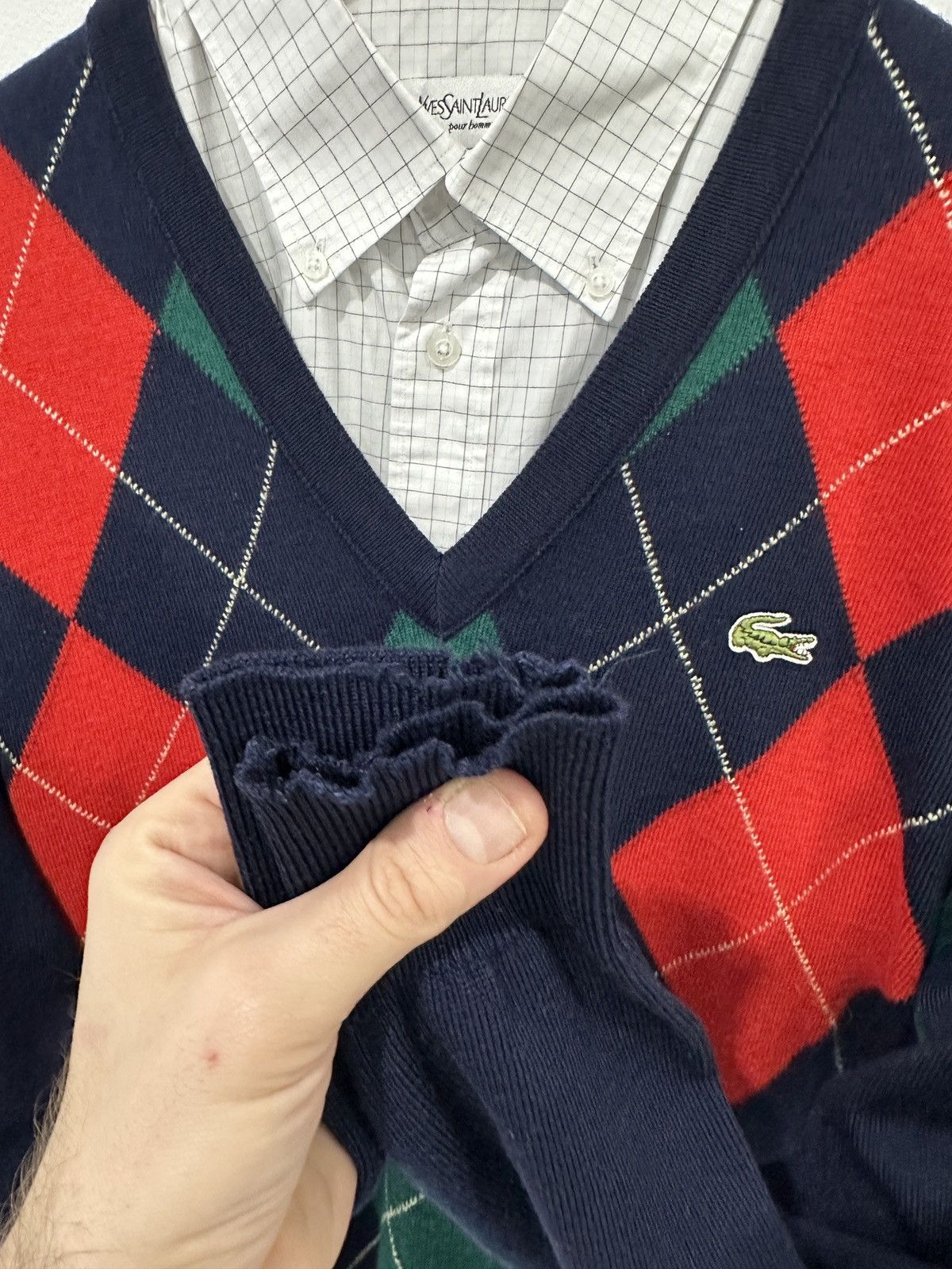 Lacoste × Vintage Vintage Lacoste V Neck Sweater Size US L / EU 52-54 / 3 - 6 Thumbnail