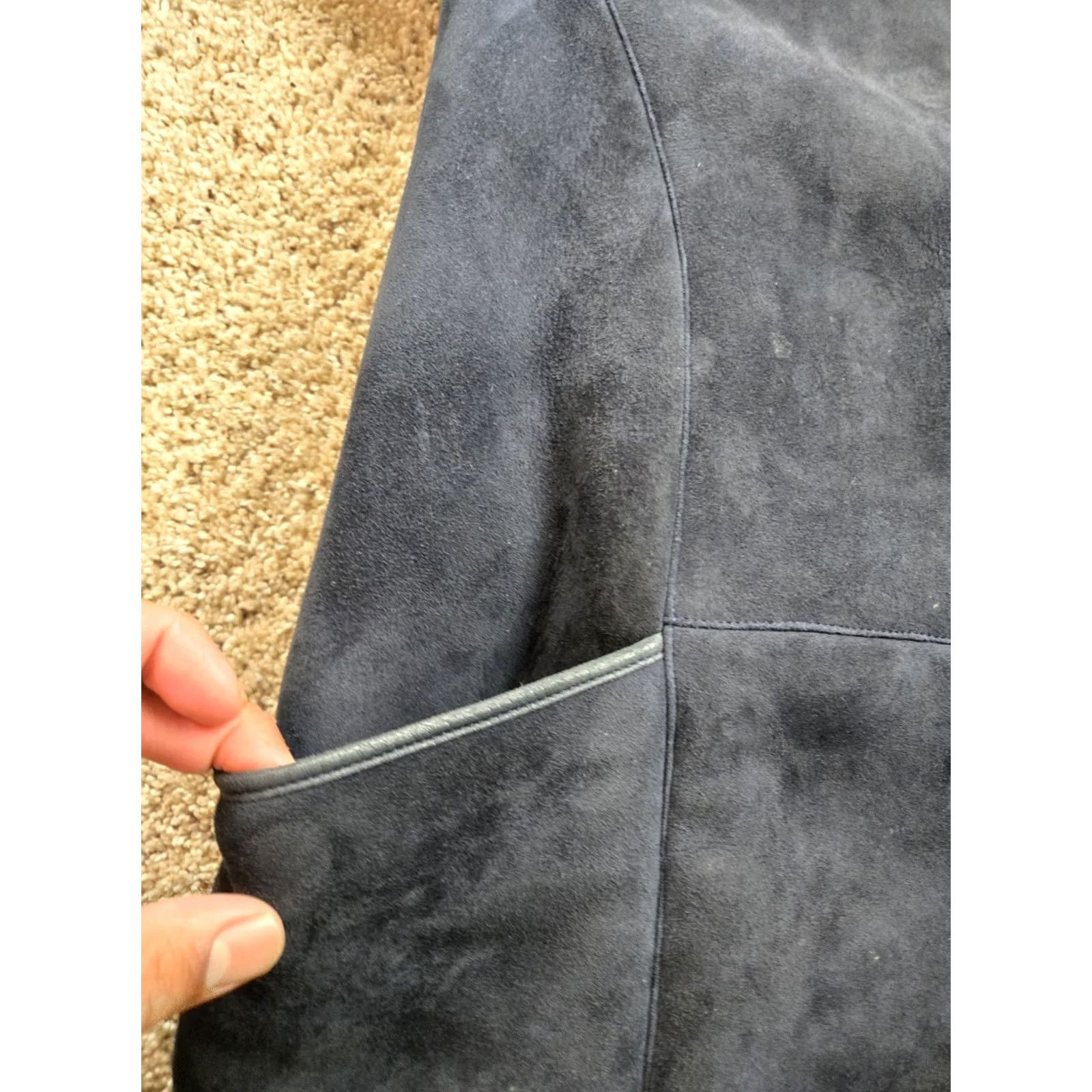 Vintage VINTAGE Paolo Framinco Shearling Car Coat XS Mens Blue Suede Hooded Heavyweight Coat Long Overcoat Wool Lining 90s Mens Size US XS / EU 42 / 0 - 6 Thumbnail