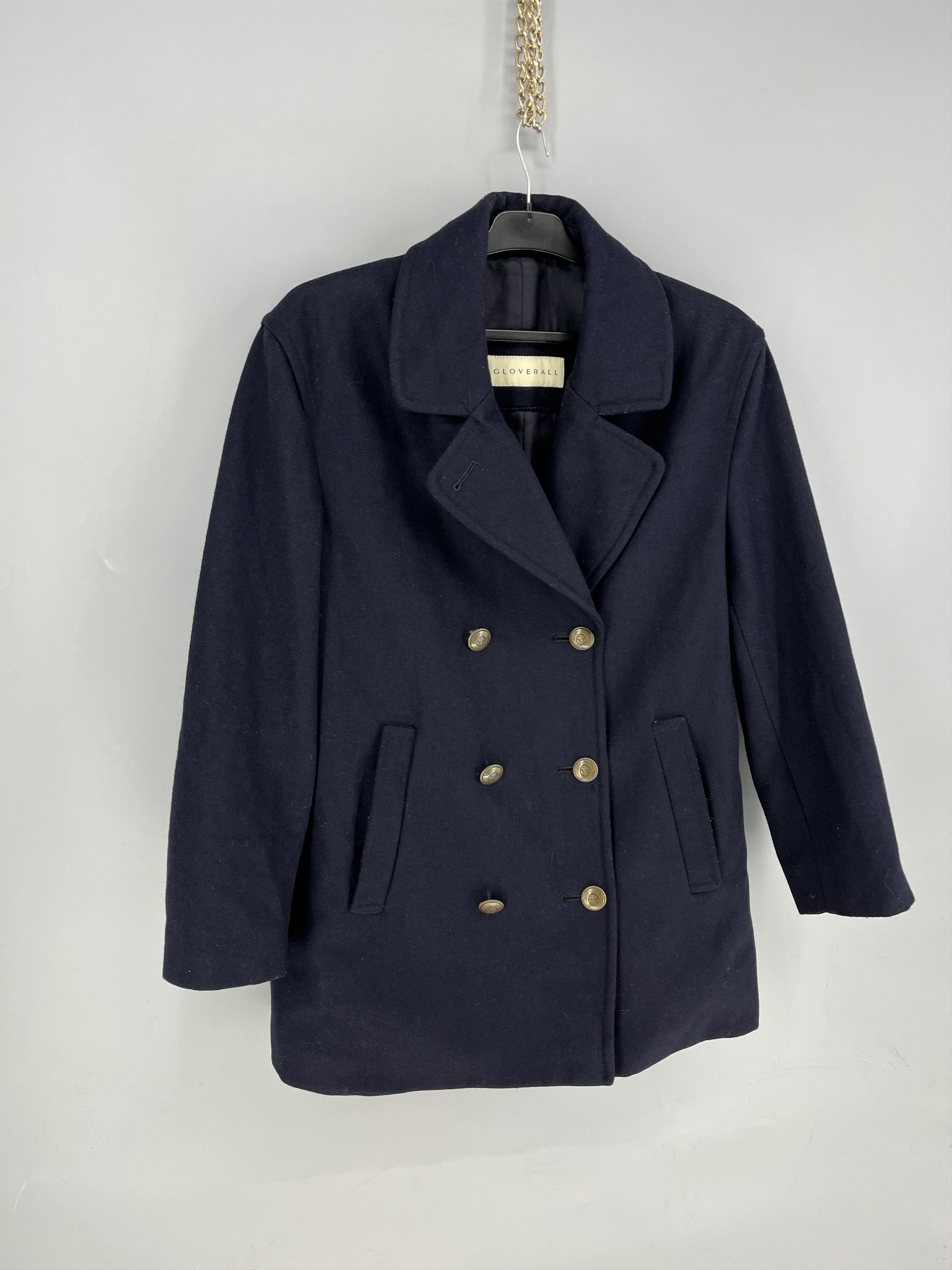 Gloverall Gloverall Navy Blue Pea Coat Double Breasted Brass Wool Size US M / EU 48-50 / 2 - 2 Thumbnail