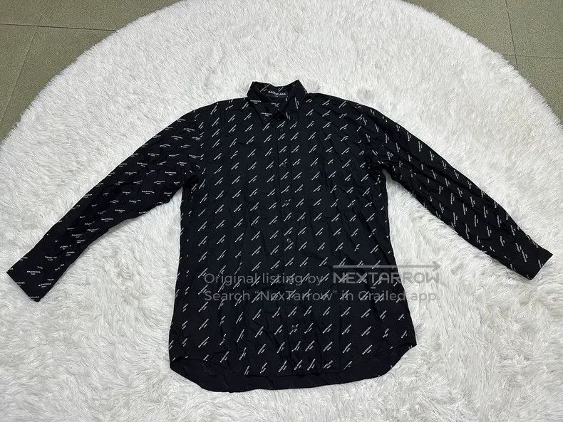 Balenciaga size 37 Full Print Bullet Text Shirt