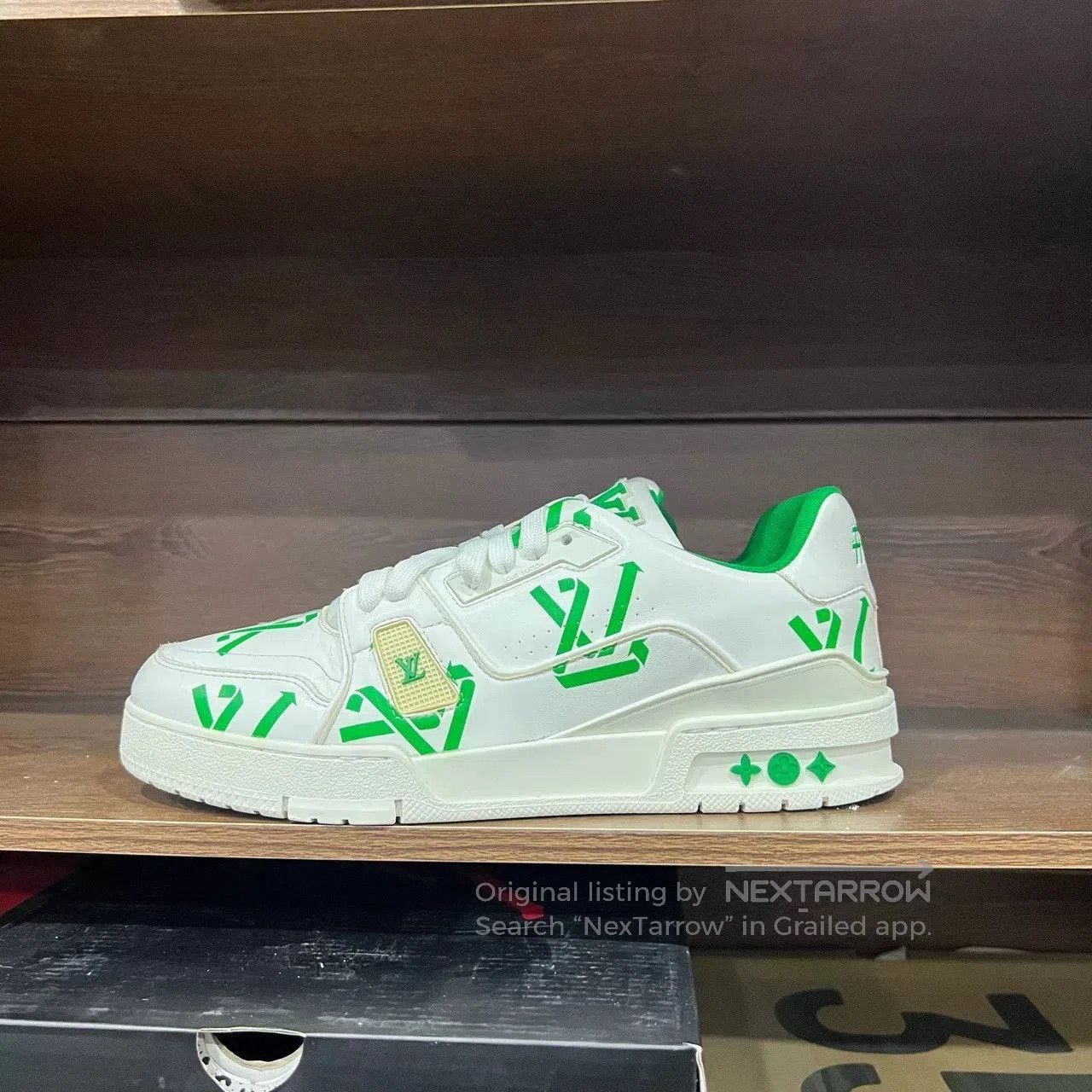 Louis Vuitton LV Trainer White Green Logo. Size US 8 / EU 41 - 1 Thumbnail